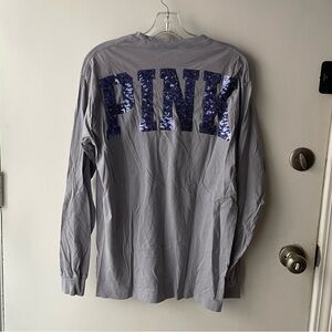PINK BY VICTORIA’S SECRET BLUE SEQUINED LONG-SLEEVED TOP - SIZE M!